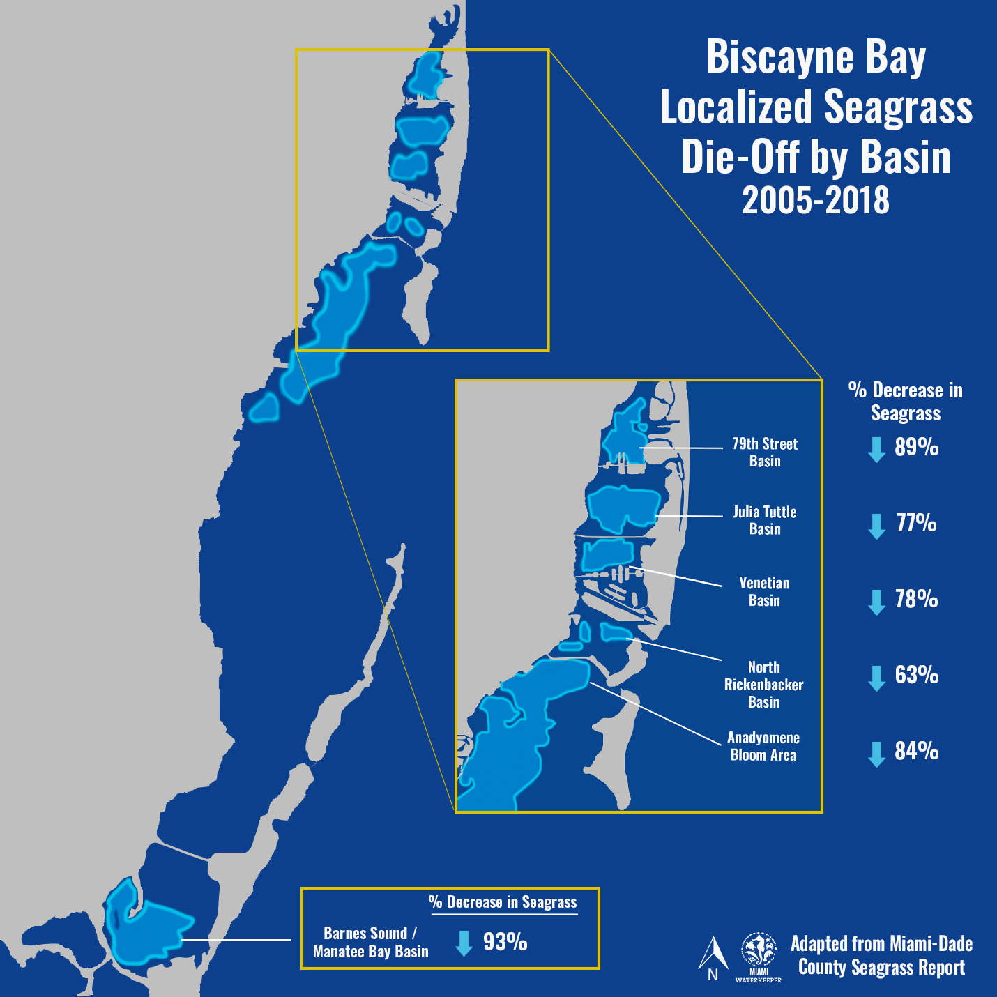 Biscayne Bay’s Localized Seagrass Die-Off By Basin